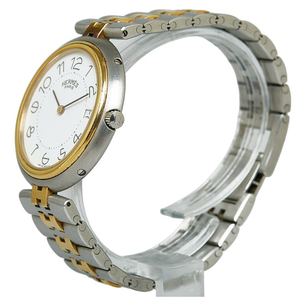 エルメス ボーイズ プロフィール 腕時計 クオーツ ホワイト文字盤 ステンレススチール レディース HERMES 【中古】