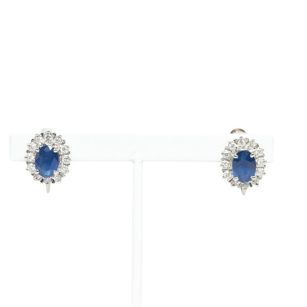 Pt900 プラチナ サファイア2.26ct ダイヤ0.30ct イヤリング レディース 【中古】