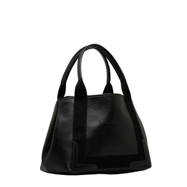 バレンシアガ ネイビーカバ S パンチング ハンドバッグ トートバッグ 339933 ブラック レザー キャンバス レディース BALENCIAGA 【中古】