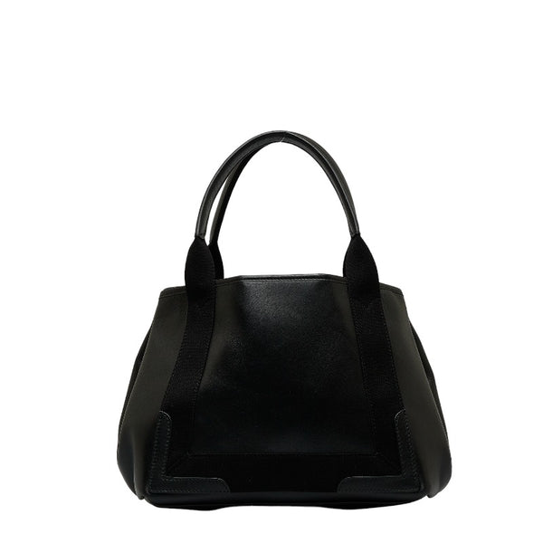 バレンシアガ ネイビーカバ S パンチング ハンドバッグ トートバッグ 339933 ブラック レザー キャンバス レディース BALENCIAGA 【中古】
