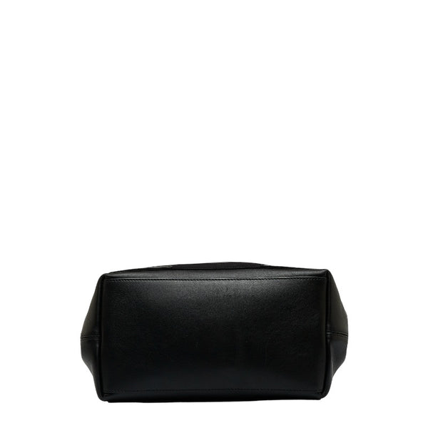 バレンシアガ ネイビーカバ S パンチング ハンドバッグ トートバッグ 339933 ブラック レザー キャンバス レディース BALENCIAGA 【中古】