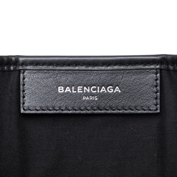 バレンシアガ ネイビーカバ S パンチング ハンドバッグ トートバッグ 339933 ブラック レザー キャンバス レディース BALENCIAGA 【中古】