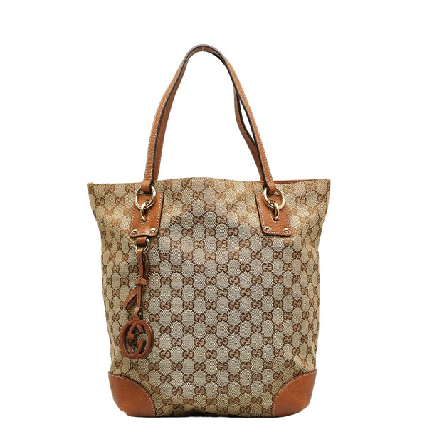 グッチ GGキャンバス バンブーチャーム ゴールド金具 ショルダーバッグ トートバッグ 247237 ベージュ ブラウン キャンバス レザー レディース GUCCI 【中古】