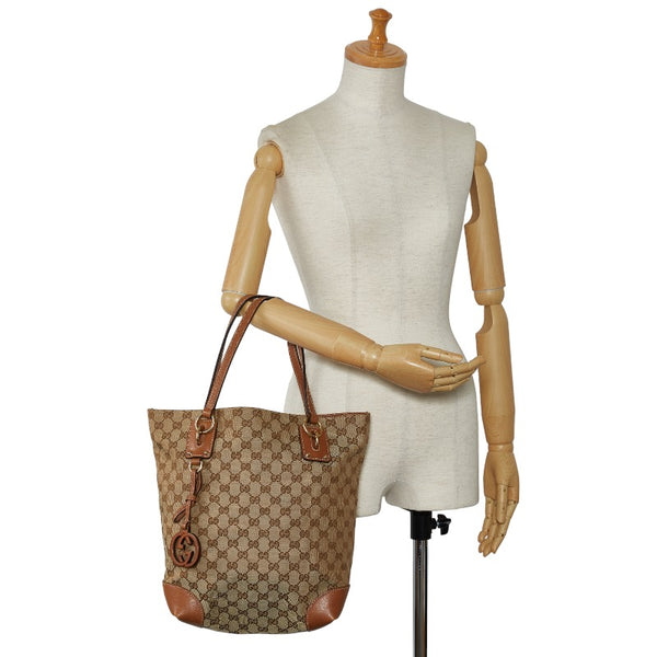 グッチ GGキャンバス バンブーチャーム ゴールド金具 ショルダーバッグ トートバッグ 247237 ベージュ ブラウン キャンバス レザー レディース GUCCI 【中古】