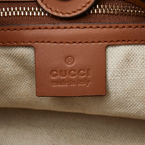 グッチ クラフトデニムトート ロゴ ハンドバッグ ショルダーバッグ 348715 インディゴブルー ブラウン キャンバス レザー レディース GUCCI 【中古】