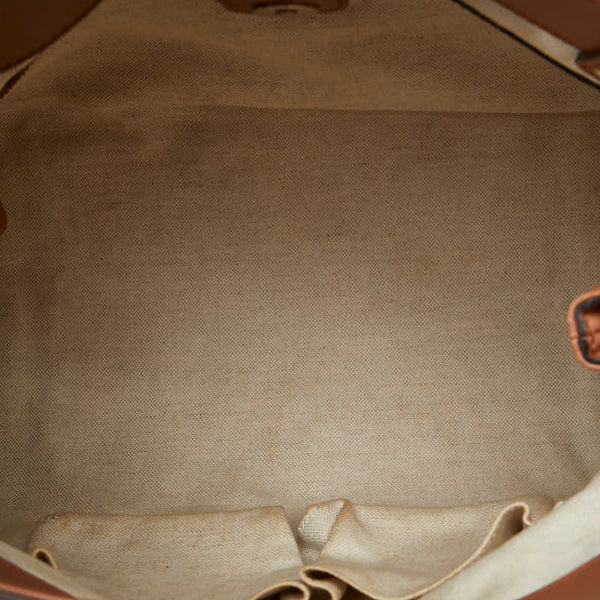 グッチ クラフトデニムトート ロゴ ハンドバッグ ショルダーバッグ 348715 インディゴブルー ブラウン キャンバス レザー レディース GUCCI 【中古】