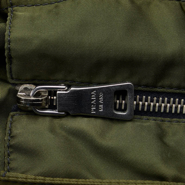 プラダ ドラゴン 龍 スタッズ ハンドバッグ ショルダーバッグ 2WAY カーキ ブラック ナイロン レザー レディース PRADA 【中古】