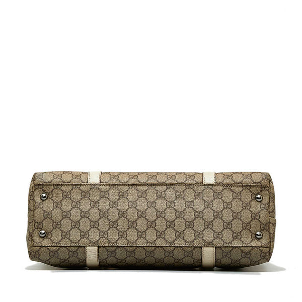 グッチ GGスプリーム ハンドバッグ トートバッグ 114595 ベージュ ホワイト PVC レザー レディース GUCCI 【中古】