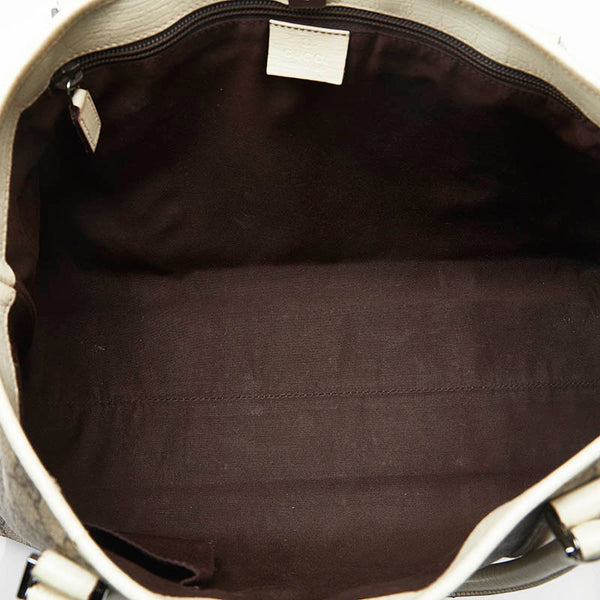 グッチ GGスプリーム ハンドバッグ トートバッグ 114595 ベージュ ホワイト PVC レザー レディース GUCCI 【中古】