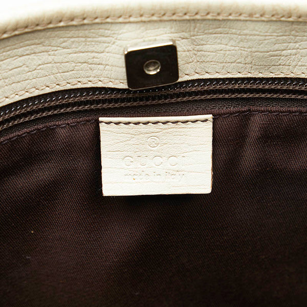 グッチ GGスプリーム ハンドバッグ トートバッグ 114595 ベージュ ホワイト PVC レザー レディース GUCCI 【中古】