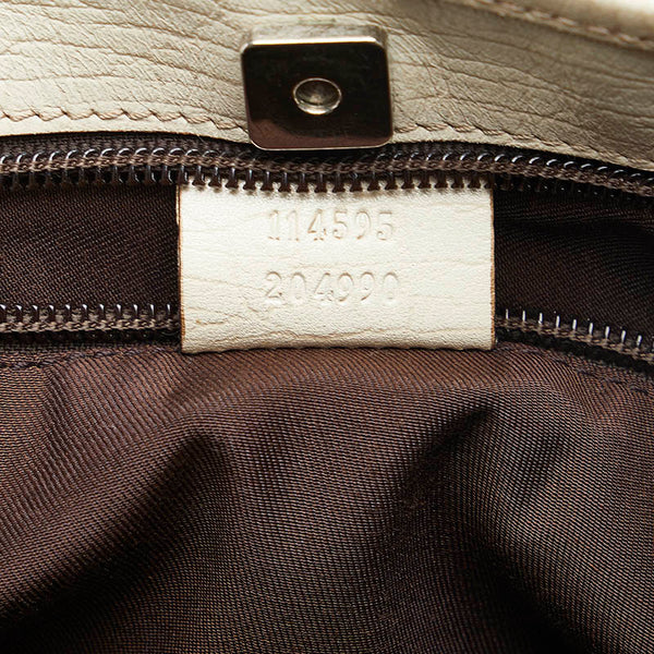 グッチ GGスプリーム ハンドバッグ トートバッグ 114595 ベージュ ホワイト PVC レザー レディース GUCCI 【中古】