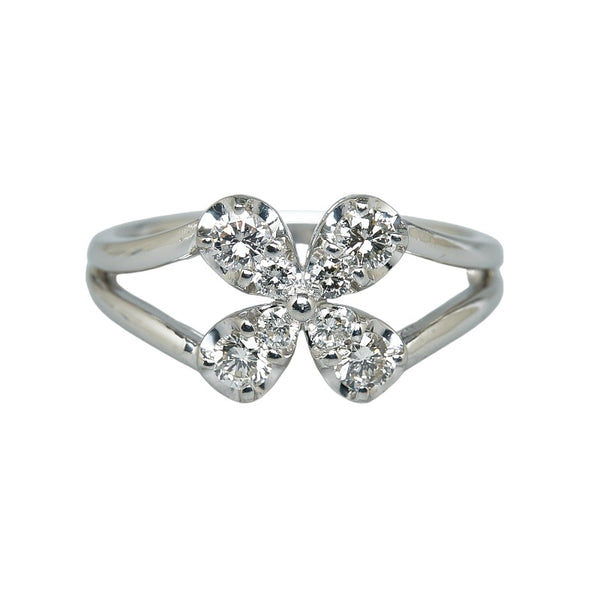 Pt900 プラチナ ダイヤ0.50ct 四つ葉 リング 指輪 レディース 11.5号 【中古】