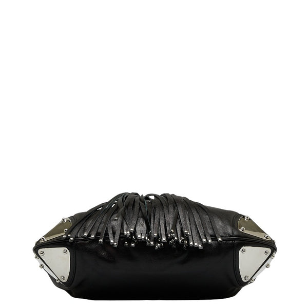 グッチ インディ バンブー タッセル ハンドバッグ ショルダーバッグ 2WAY 177139 ブラック レザー レディース GUCCI 【中古】