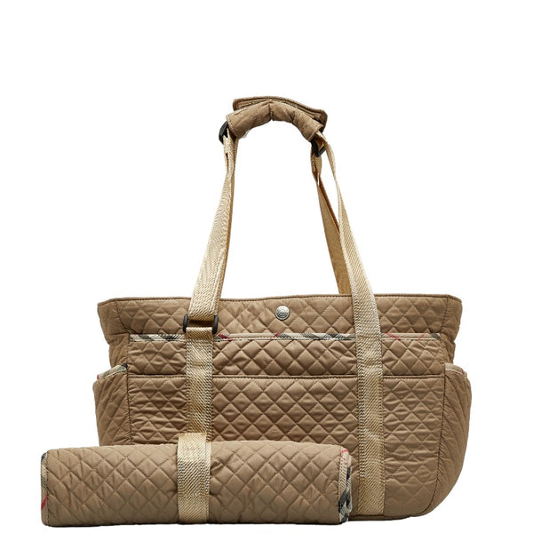 バーバリー ノバチェック キルティング トートバッグ マザーズバッグ ベージュ マルチカラー ナイロン レディース BURBERRY 【中古】