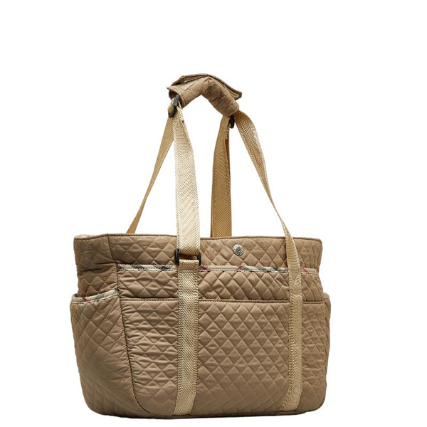 バーバリー ノバチェック キルティング トートバッグ マザーズバッグ ベージュ マルチカラー ナイロン レディース BURBERRY 【中古】