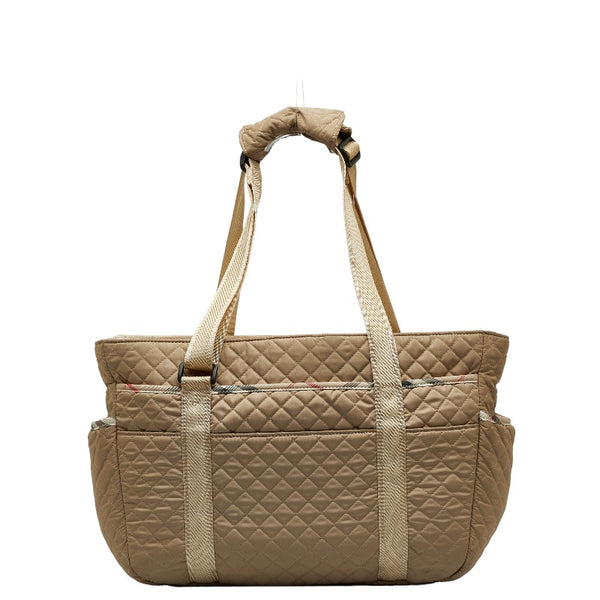 バーバリー ノバチェック キルティング トートバッグ マザーズバッグ ベージュ マルチカラー ナイロン レディース BURBERRY 【中古】