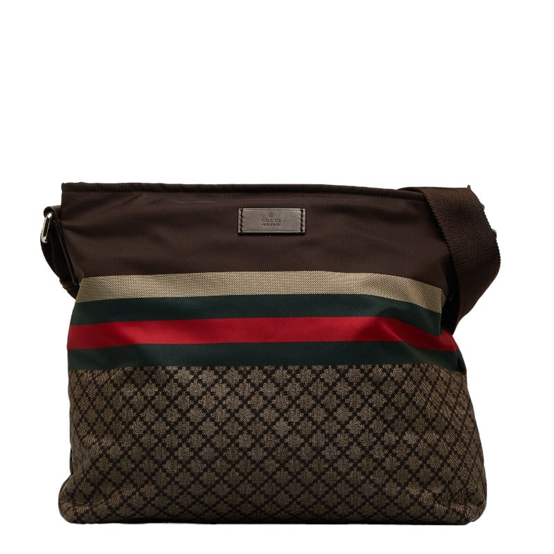 グッチ ディアマンテ シェリーライン 斜め掛け ショルダーバッグ  270410 ブラウン ナイロン レディース GUCCI 【中古】