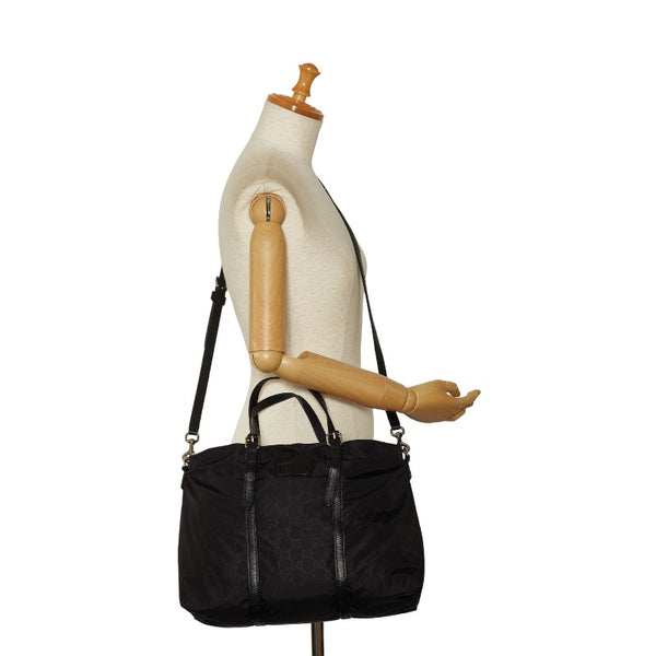 グッチ GGナイロン トートバッグ ショルダーバッグ 2WAY 510332 ブラック ナイロン レザー レディース GUCCI 【中古】