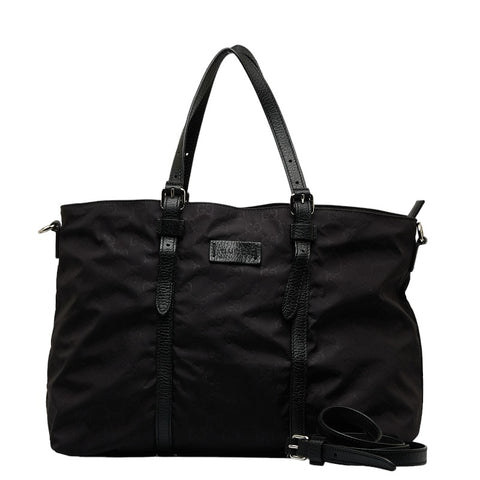 グッチ GGナイロン トートバッグ ショルダーバッグ 2WAY 510332 ブラック ナイロン レザー レディース GUCCI 【中古】