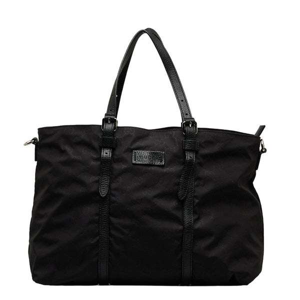 グッチ GGナイロン トートバッグ ショルダーバッグ 2WAY 510332 ブラック ナイロン レザー レディース GUCCI 【中古】