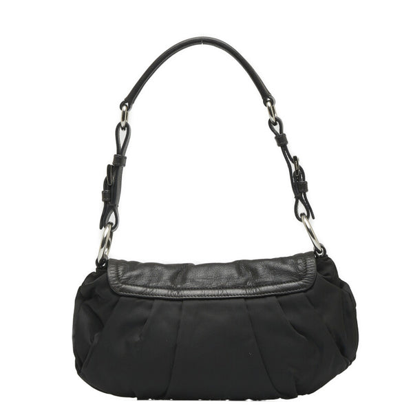 プラダ バッファロー シルバー金具 ハンドバッグ ワンショルダーバッグ BR3307  ブラック ナイロン レザー レディース PRADA 【中古】