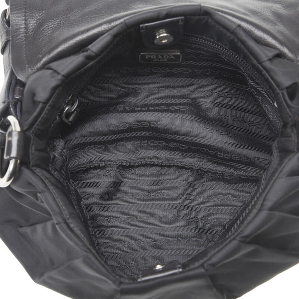 プラダ バッファロー シルバー金具 ハンドバッグ ワンショルダーバッグ BR3307  ブラック ナイロン レザー レディース PRADA 【中古】