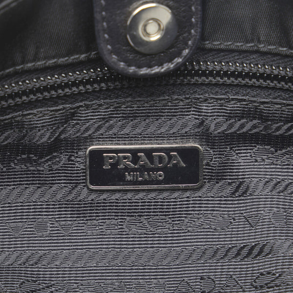 プラダ バッファロー シルバー金具 ハンドバッグ ワンショルダーバッグ BR3307  ブラック ナイロン レザー レディース PRADA 【中古】