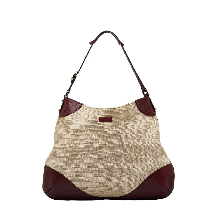 グッチ グッチシマ ワンショルダーバッグ 272389 ホワイト アイボリー ワインレッド キャンバス レザー レディース GUCCI 【中古】