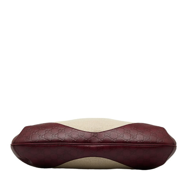 グッチ グッチシマ ワンショルダーバッグ 272389 ホワイト アイボリー ワインレッド キャンバス レザー レディース GUCCI 【中古】