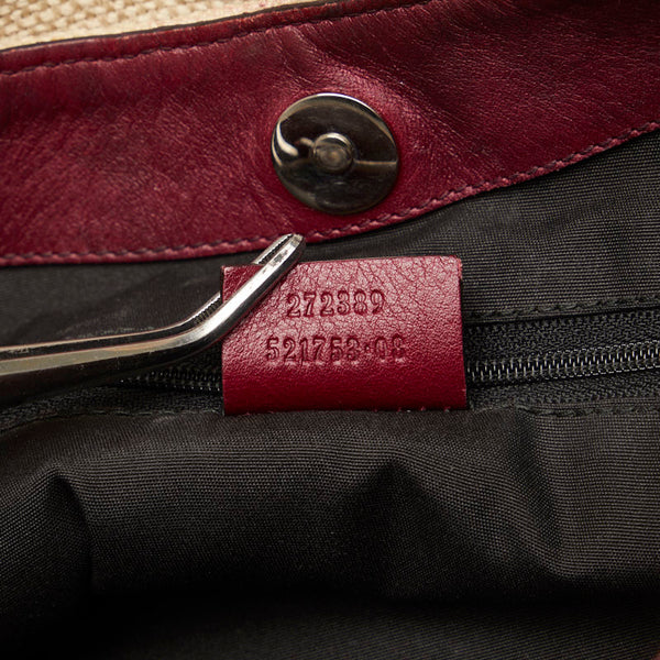 グッチ グッチシマ ワンショルダーバッグ 272389 ホワイト アイボリー ワインレッド キャンバス レザー レディース GUCCI 【中古】