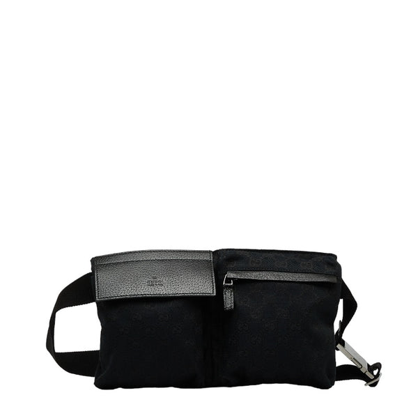 グッチ GGキャンバス ウエストバッグ ボディバッグ 28566 ブラック キャンバス レザー レディース GUCCI 【中古】