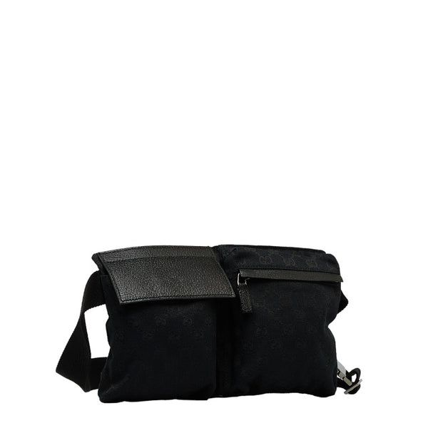グッチ GGキャンバス ウエストバッグ ボディバッグ 28566 ブラック キャンバス レザー レディース GUCCI 【中古】