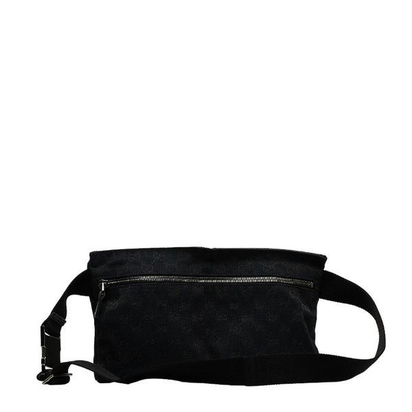グッチ GGキャンバス ウエストバッグ ボディバッグ 28566 ブラック キャンバス レザー レディース GUCCI 【中古】