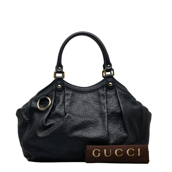 グッチ グッチシマ スーキー ハンドバッグ トートバッグ 211944 ネイビー レザー レディース GUCCI 【中古】