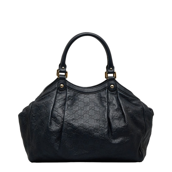 グッチ グッチシマ スーキー ハンドバッグ トートバッグ 211944 ネイビー レザー レディース GUCCI 【中古】