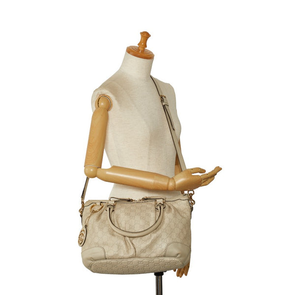 グッチ グッチシマ スーキー ハンドバッグ ショルダーバッグ 2WAY 247902 ホワイト アイボリー キャンバス レザー レディース GUCCI 【中古】