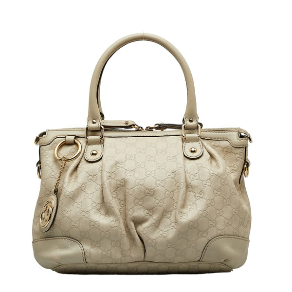 グッチ グッチシマ スーキー ハンドバッグ ショルダーバッグ 2WAY 247902 ホワイト アイボリー キャンバス レザー レディース GUCCI 【中古】