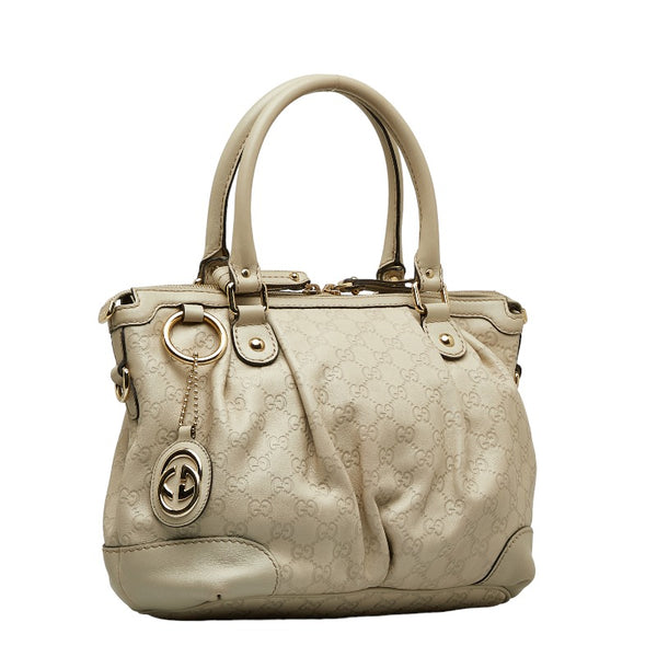 グッチ グッチシマ スーキー ハンドバッグ ショルダーバッグ 2WAY 247902 ホワイト アイボリー キャンバス レザー レディース GUCCI 【中古】