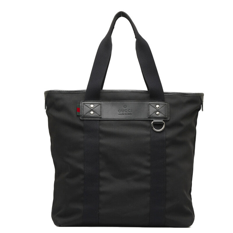 グッチ シェリーライン パラナ ウェブループ付 ショルダーバッグ トートバッグ 268175 ブラック キャンバス レザー レディース GUCCI 【中古】