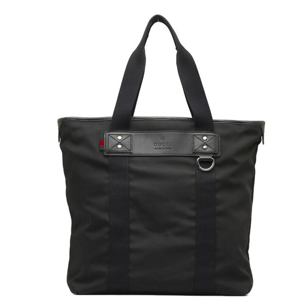 グッチ シェリーライン パラナ ウェブループ付 ショルダーバッグ トートバッグ 268175 ブラック キャンバス レザー レディース GUCCI 【中古】
