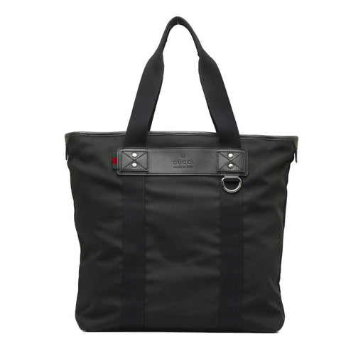 グッチ シェリーライン パラナ ウェブループ付 ショルダーバッグ トートバッグ 268175 ブラック キャンバス レザー レディース GUCCI 【中古】