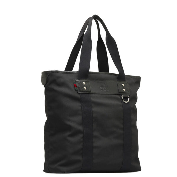 グッチ シェリーライン パラナ ウェブループ付 ショルダーバッグ トートバッグ 268175 ブラック キャンバス レザー レディース GUCCI 【中古】