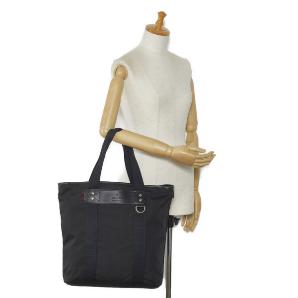 グッチ シェリーライン パラナ ウェブループ付 ショルダーバッグ トートバッグ 268175 ブラック キャンバス レザー レディース GUCCI 【中古】