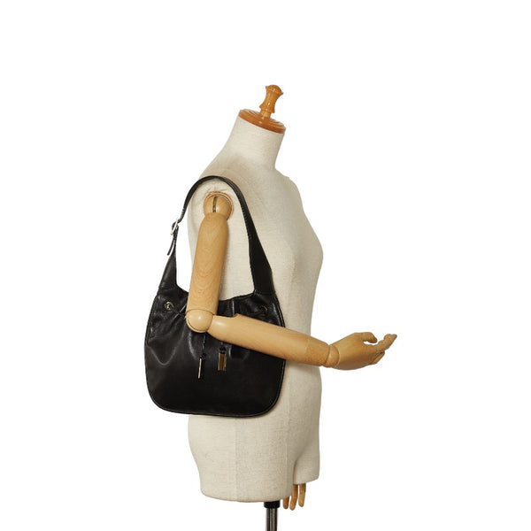 グッチ 巾着 ワンショルダーバッグ ハンドバッグ 001 4034  ブラック レザー レディース GUCCI 【中古】