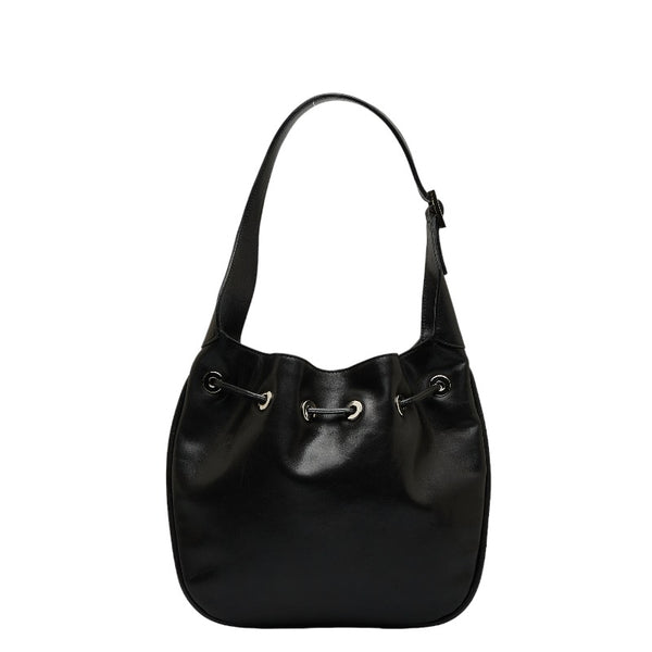 グッチ 巾着 ワンショルダーバッグ ハンドバッグ 001 4034  ブラック レザー レディース GUCCI 【中古】