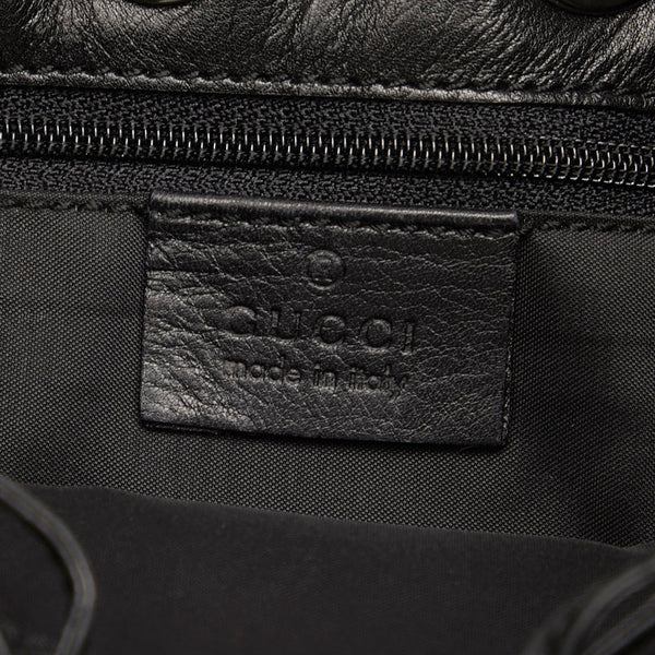 グッチ 巾着 ワンショルダーバッグ ハンドバッグ 001 4034  ブラック レザー レディース GUCCI 【中古】