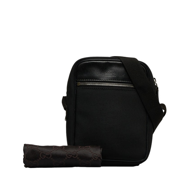 グッチ 斜め掛け ショルダーバッグ 101680 ブラック キャンバス レザー レディース GUCCI 【中古】