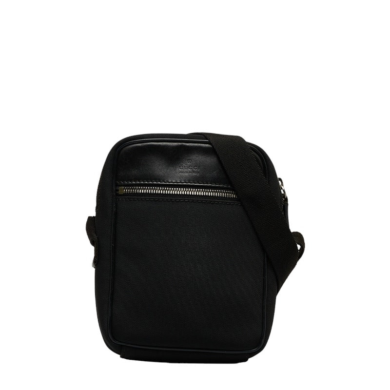 グッチ 斜め掛け ショルダーバッグ 101680 ブラック キャンバス レザー レディース GUCCI 【中古】