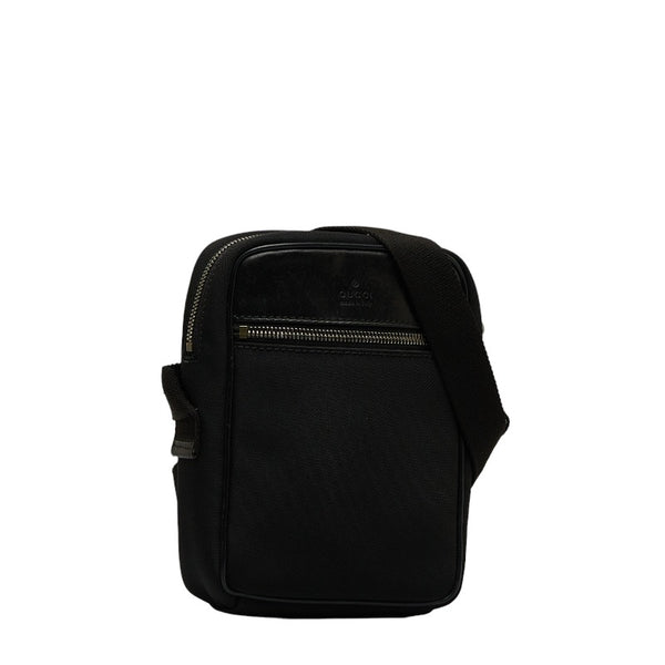 グッチ 斜め掛け ショルダーバッグ 101680 ブラック キャンバス レザー レディース GUCCI 【中古】