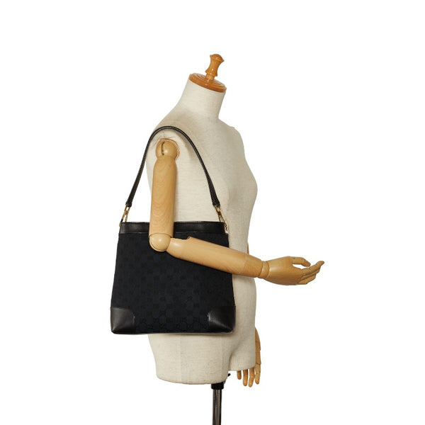 グッチ GGキャンバス ショルダーバッグ 001 4231 ブラック レザー レディース GUCCI 【中古】